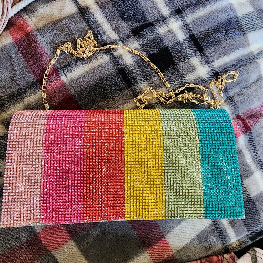 Rainbow Rhinestone Purse